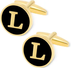 GWD Cufflinks for Men Personalized Black Gold Silver Letter CuffLink Shirt Cufflinks