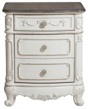 Homelegance Cinderella Night Stand in Antique White with Grey Rub-Through 1386NW-4