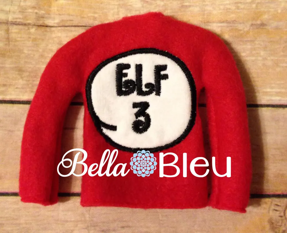 ITH In the Hoop Elf Inspired Thing 3 Sweater Shirt, Christmas Design