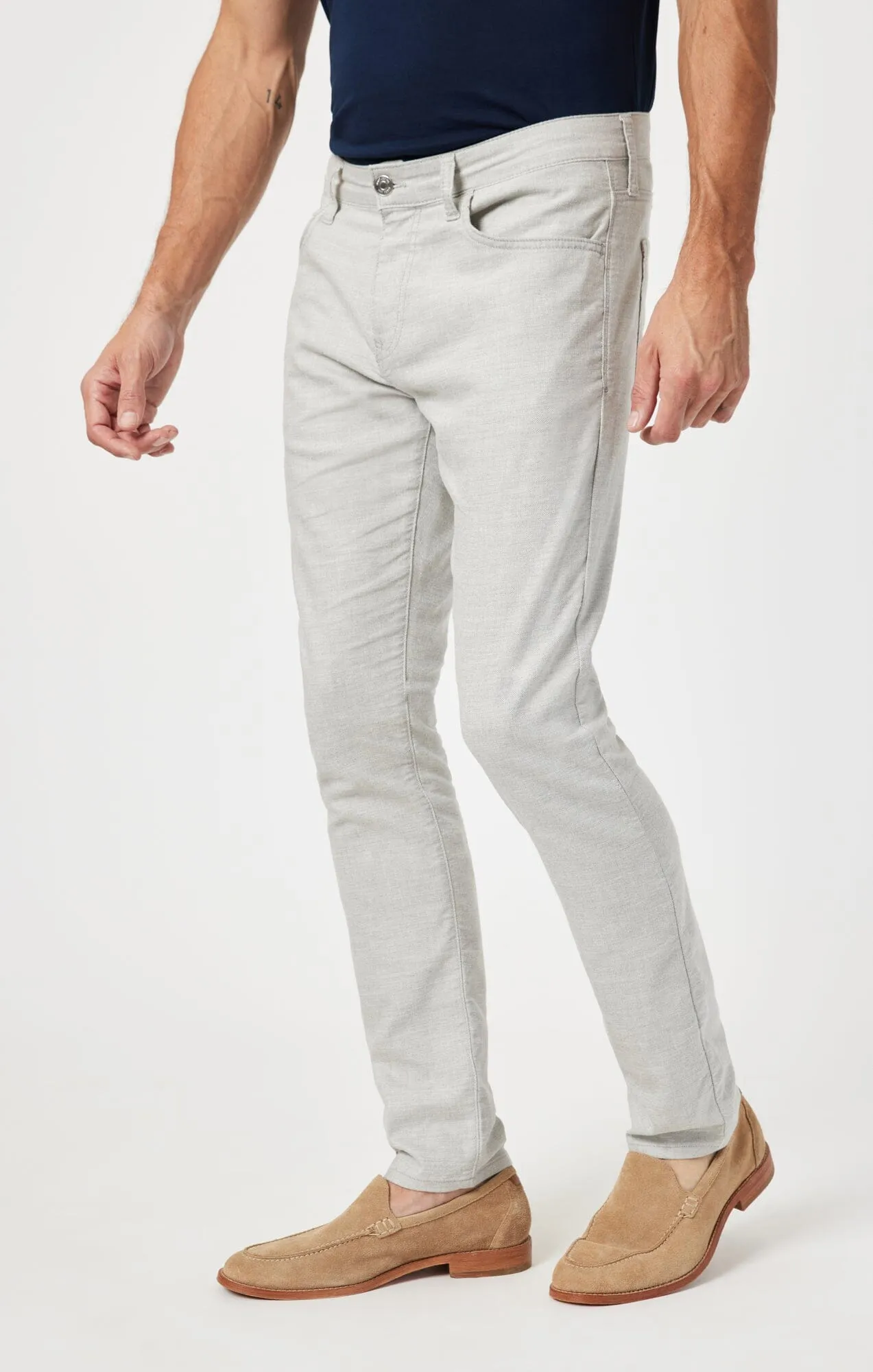 JAKE SLIM LEG IN LIGHT GREY LINEN