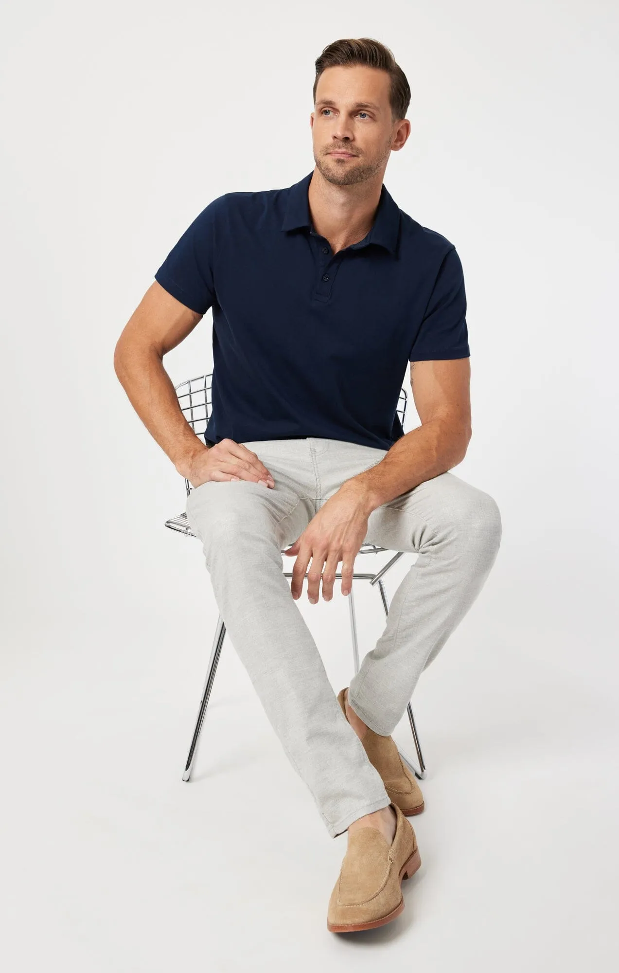 JAKE SLIM LEG IN LIGHT GREY LINEN