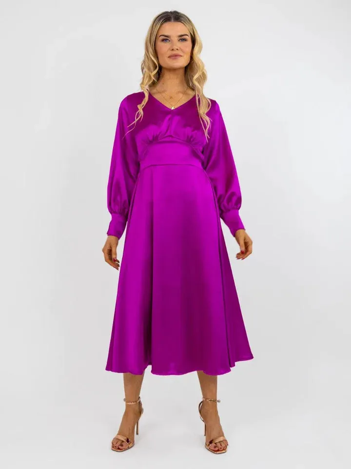 Kate And Pippa Birkin Midi dress in Fuchsia Pink