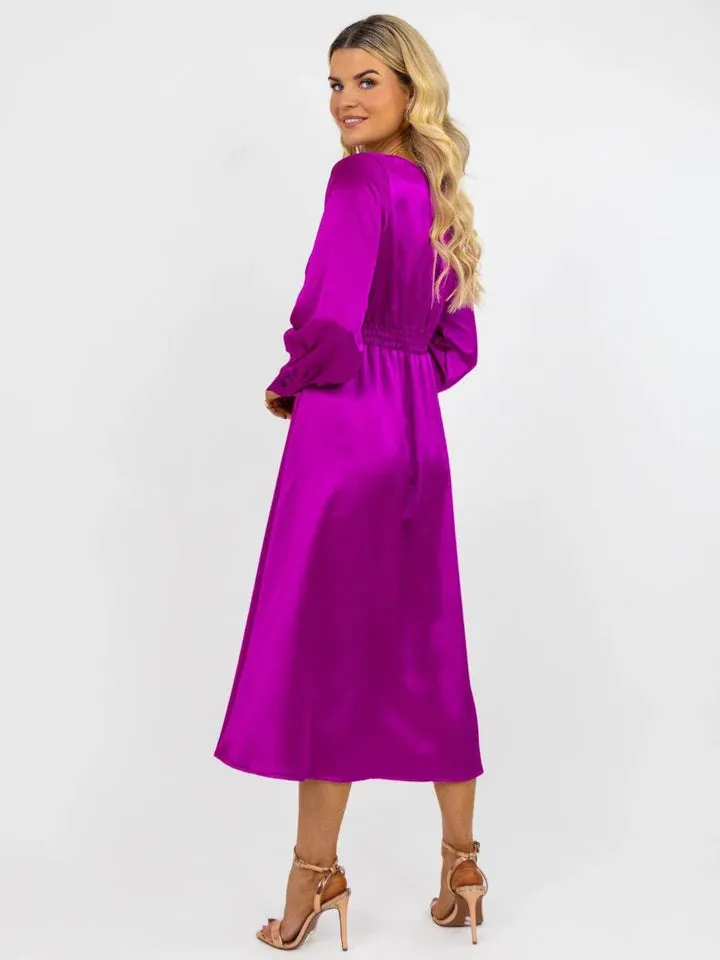 Kate And Pippa Birkin Midi dress in Fuchsia Pink