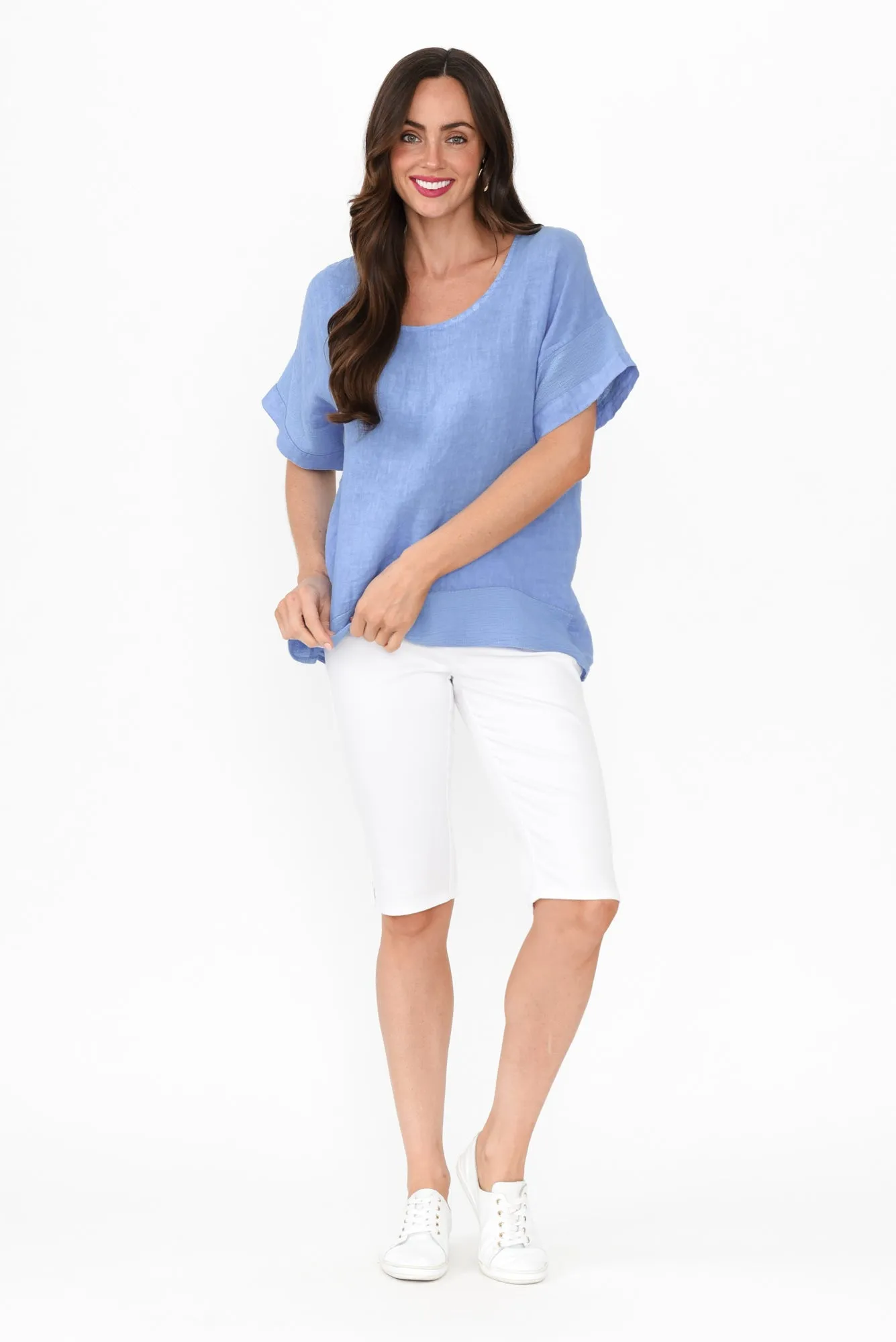 Kaya Blue Linen Top