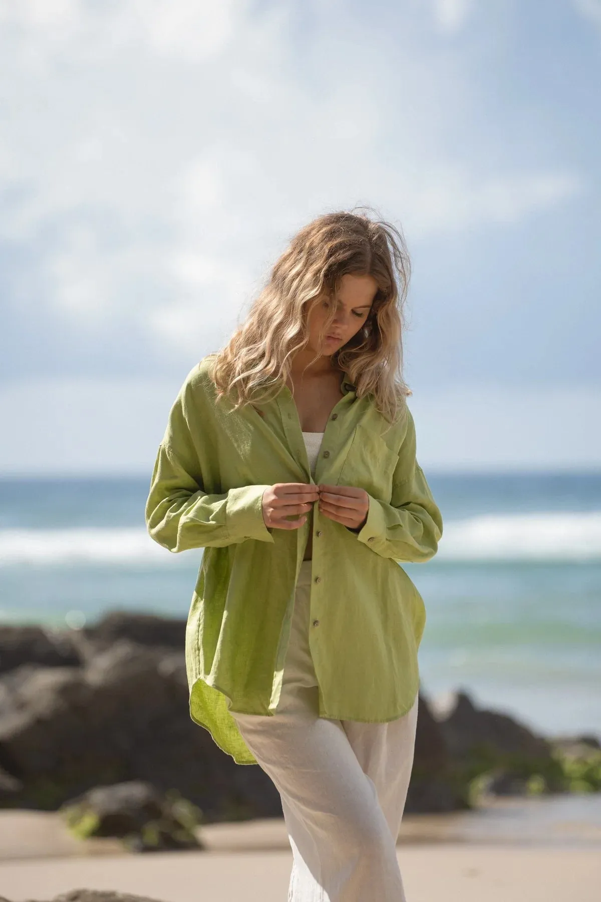 Kirra Linen Shirt - Lemongrass