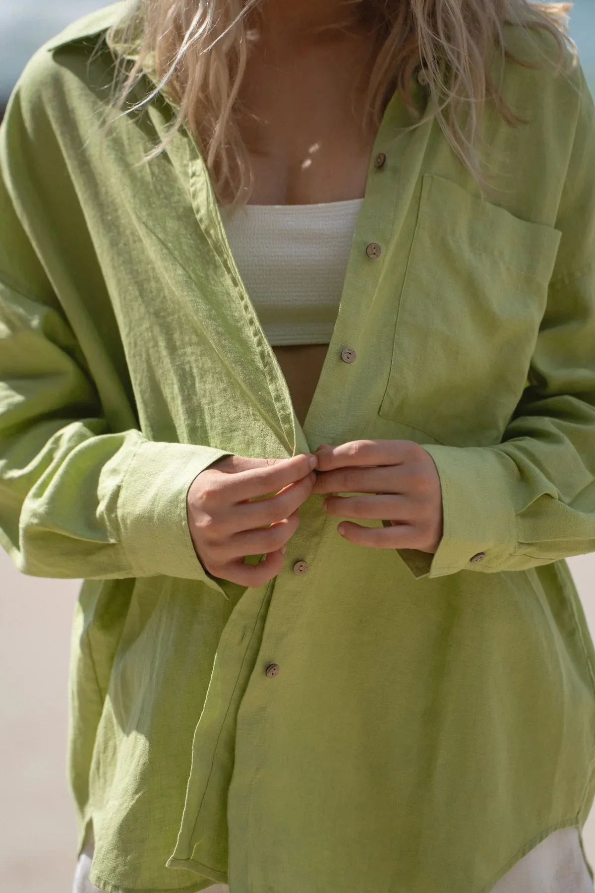 Kirra Linen Shirt - Lemongrass