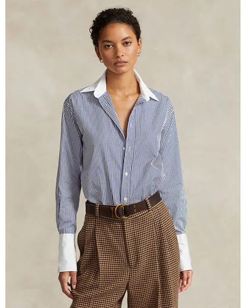 Lauren Ralph Lauren Contrast Trim Shirt in Blue