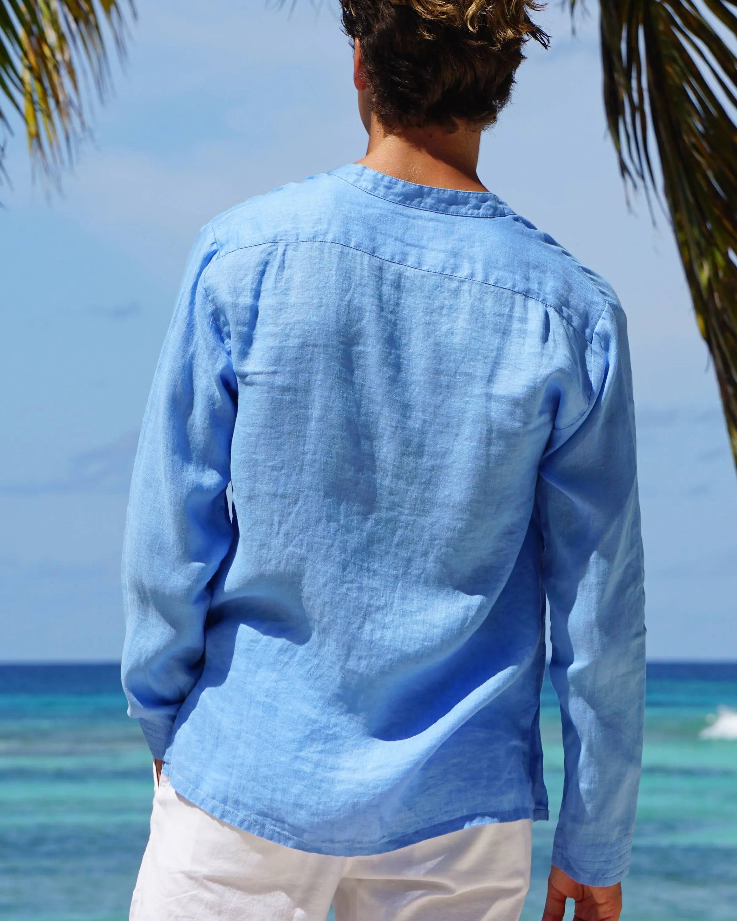 Linen Collarless Shirt