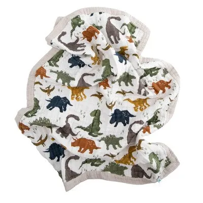 Little Unicorn Cotton Muslin Baby Receiving Quilt - Dino Friends