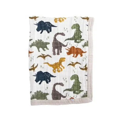 Little Unicorn Cotton Muslin Baby Receiving Quilt - Dino Friends