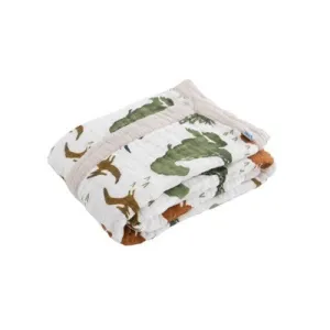 Little Unicorn Cotton Muslin Baby Receiving Quilt - Dino Friends