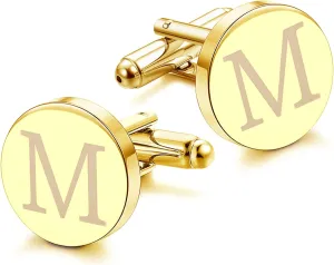 LOLIAS 1 Pair Cuff Links Mens Accessories Jewelry Classic Initial Cufflinks with Gift Box Silver Black Gold Cufflinks