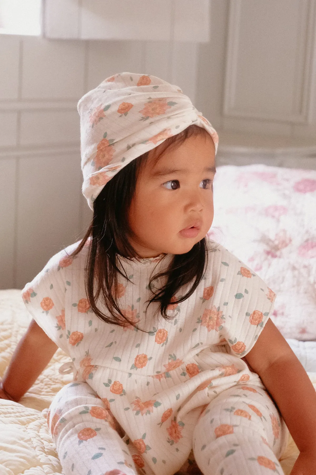 Louise Misha Turban Abina Off-WhiteVintage Blue Flowers