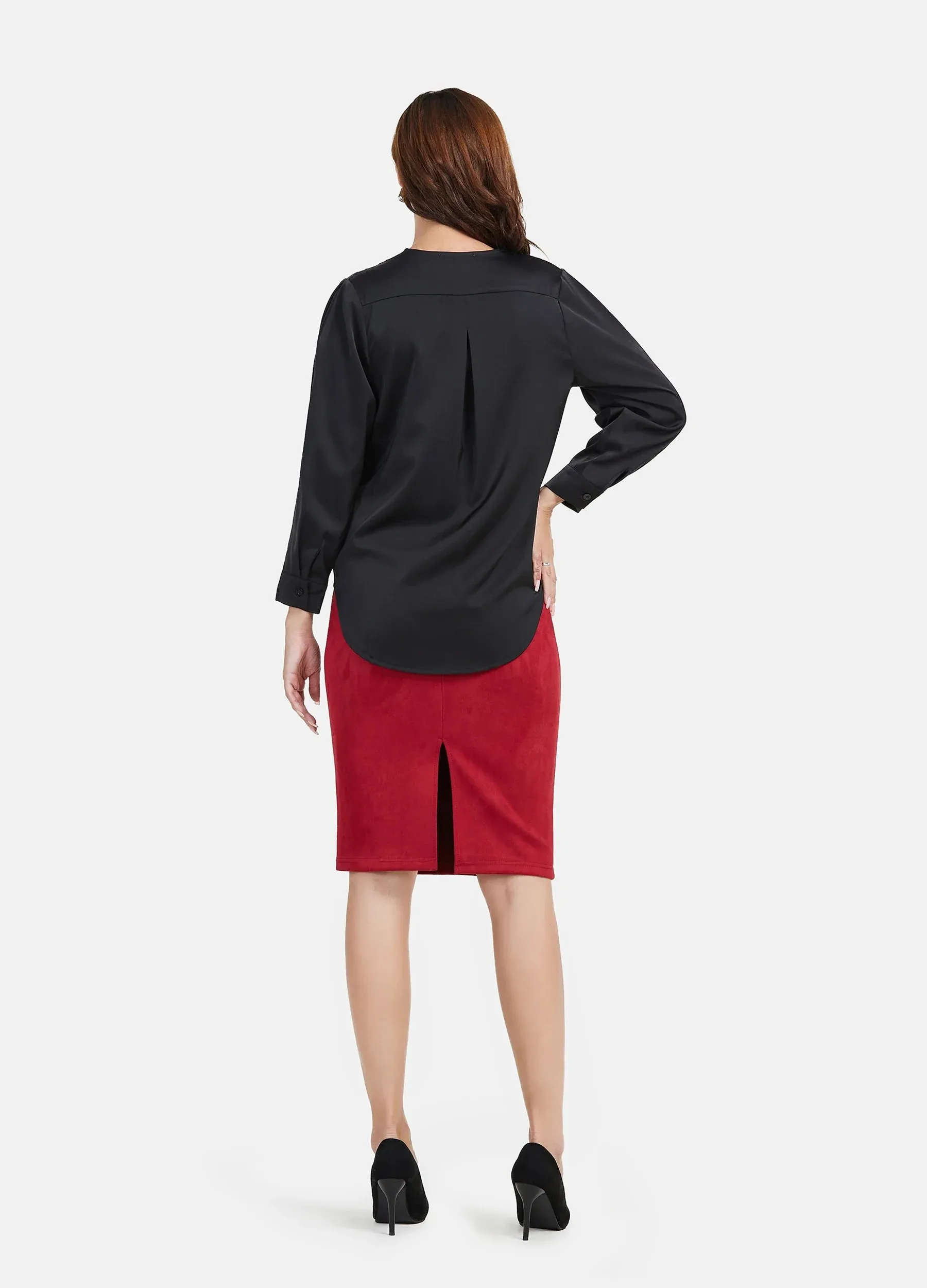 MECALA Women's Solid Surplice Neck Top Shirt