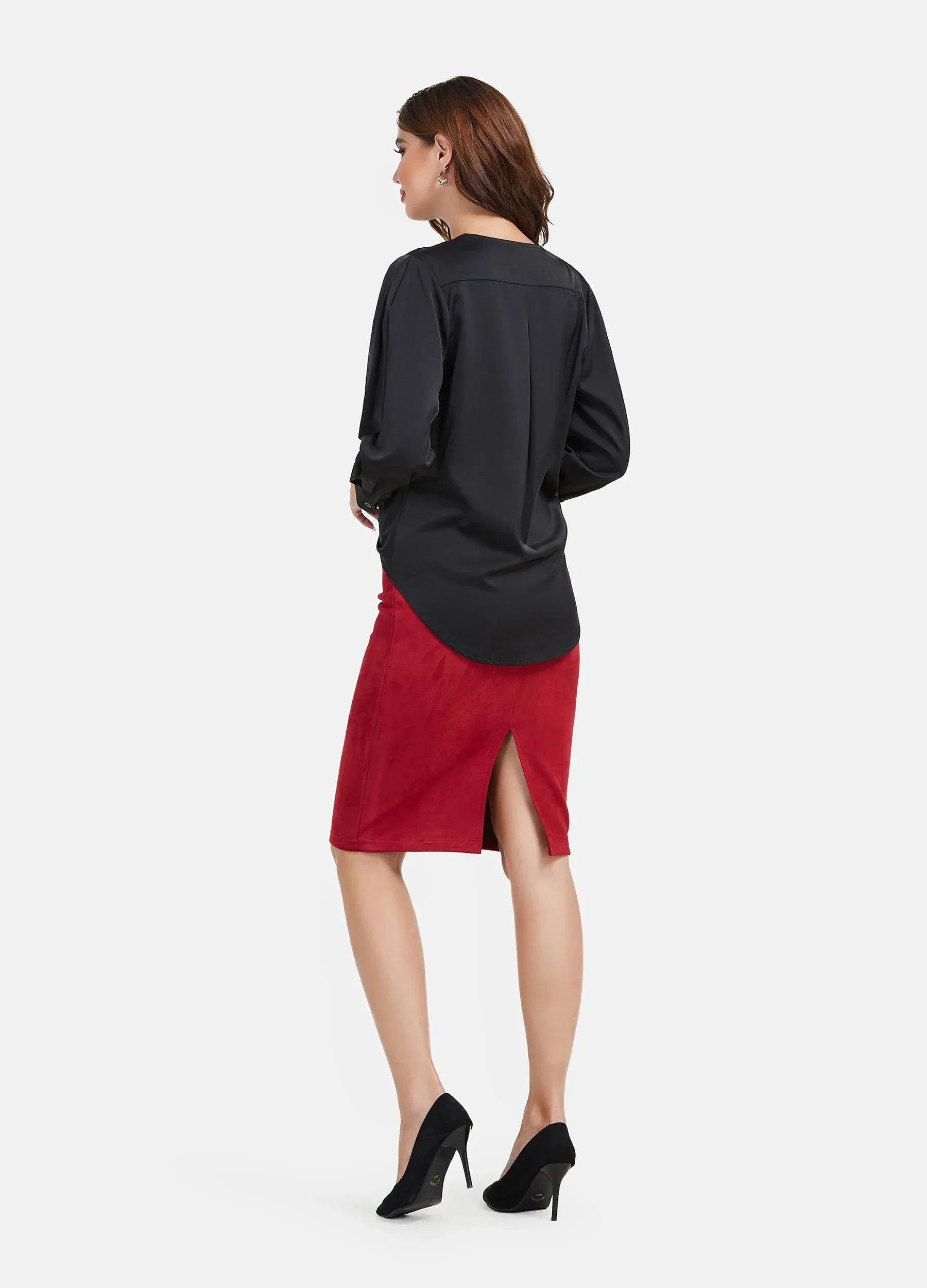 MECALA Women's Solid Surplice Neck Top Shirt