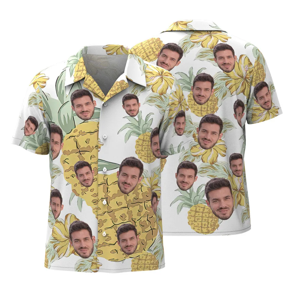 Men Custom Hawaiian Shirts With Leaves & Flowers Custom Beach Print Shirts Gifts For Him