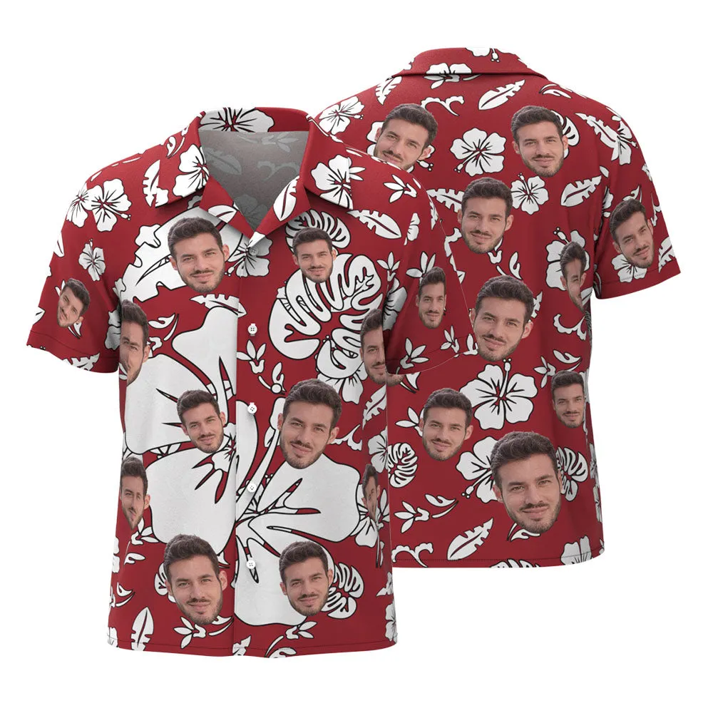 Men Custom Hawaiian Shirts With Leaves & Flowers Custom Beach Print Shirts Gifts For Him