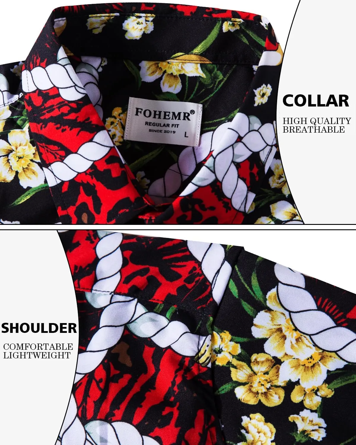 Mens Luxury Shirts Black Gold Chain Print Dress Shirt Baroque Short Sleeve Casual Button Down Design buchona Shirts