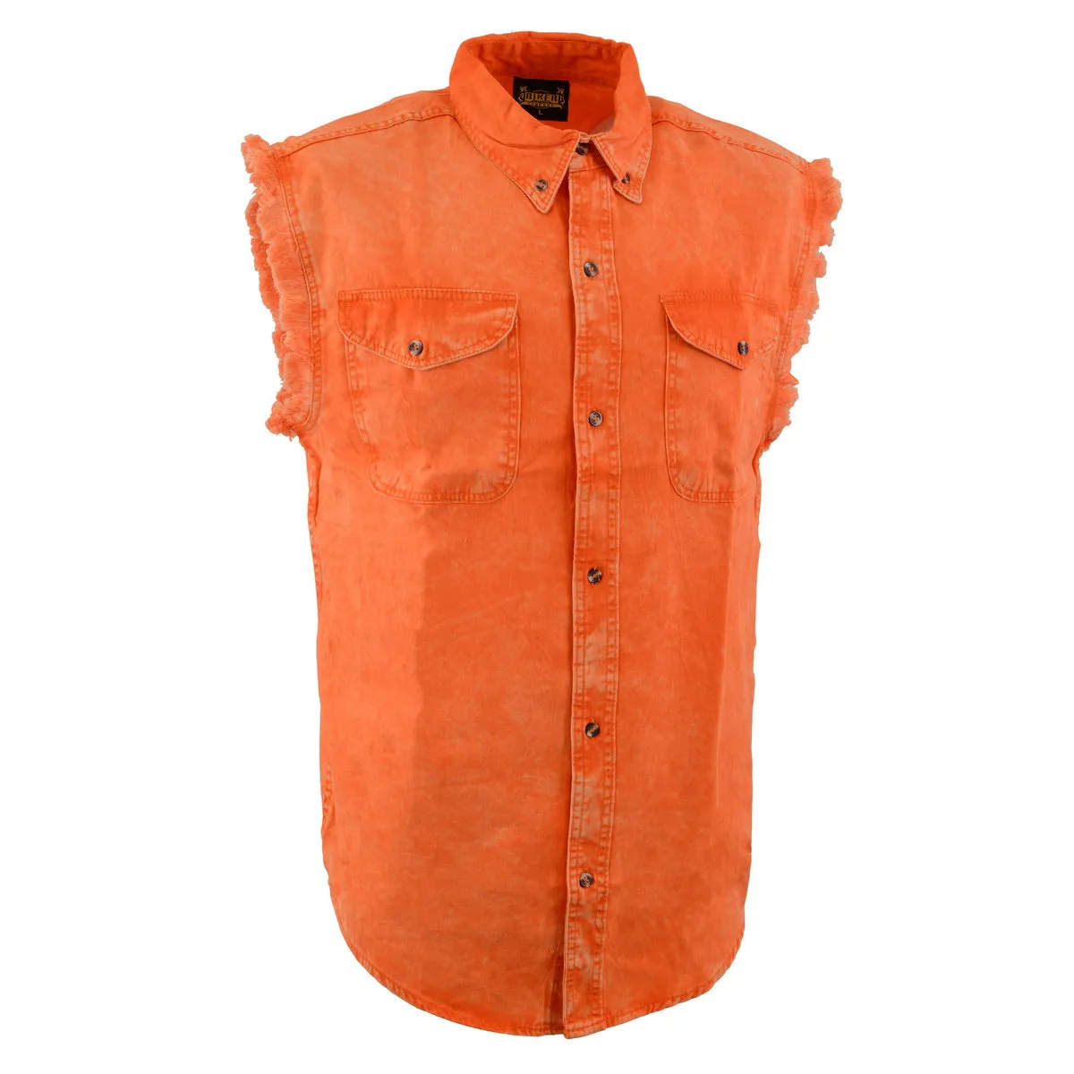 Milwaukee Leather MNG11682 Men’s Classic Orange/Beige Button-Down Cut