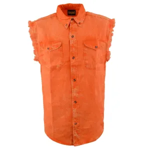 Milwaukee Leather MNG11682 Men’s Classic Orange/Beige Button-Down Cut