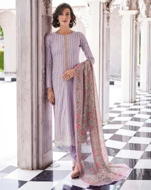 Mumtaz Arts Cotton Embroidered Unstitched Women Suit Fabric Purple