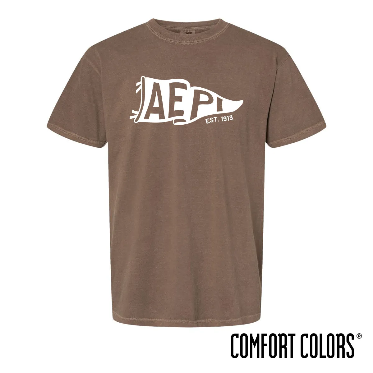 New! AEPi Comfort Colors Brown Pennant Short Sleeve Tee