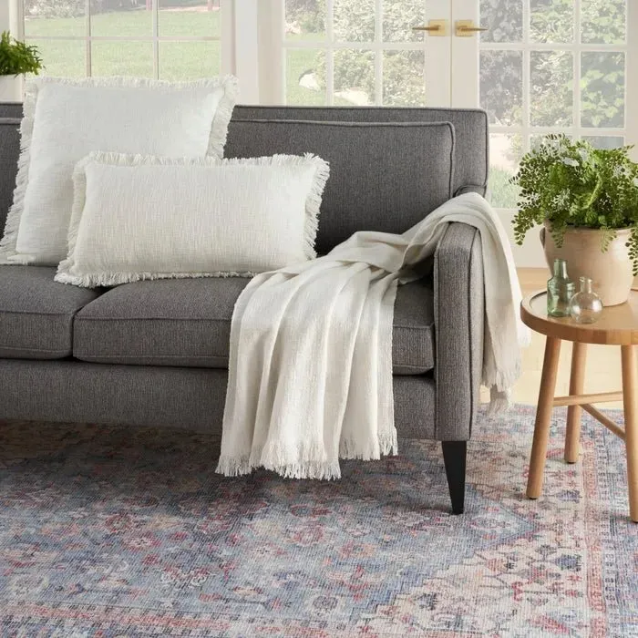 Nicole Curtis Pillow ZH127 Ivory Throw Blanket