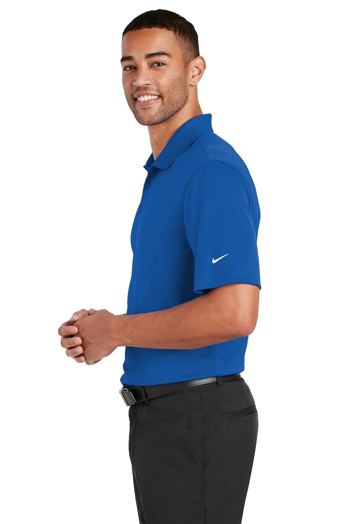 Nike Dri-FIT Players Custom Polos with Flat Knit Collar, Gym Blue