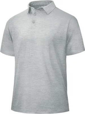 Polo Shirts for Men - Dry Fit Moisture Wicking Black Short Sleeve Performance Golf T Shirts for Casual Work Athletic