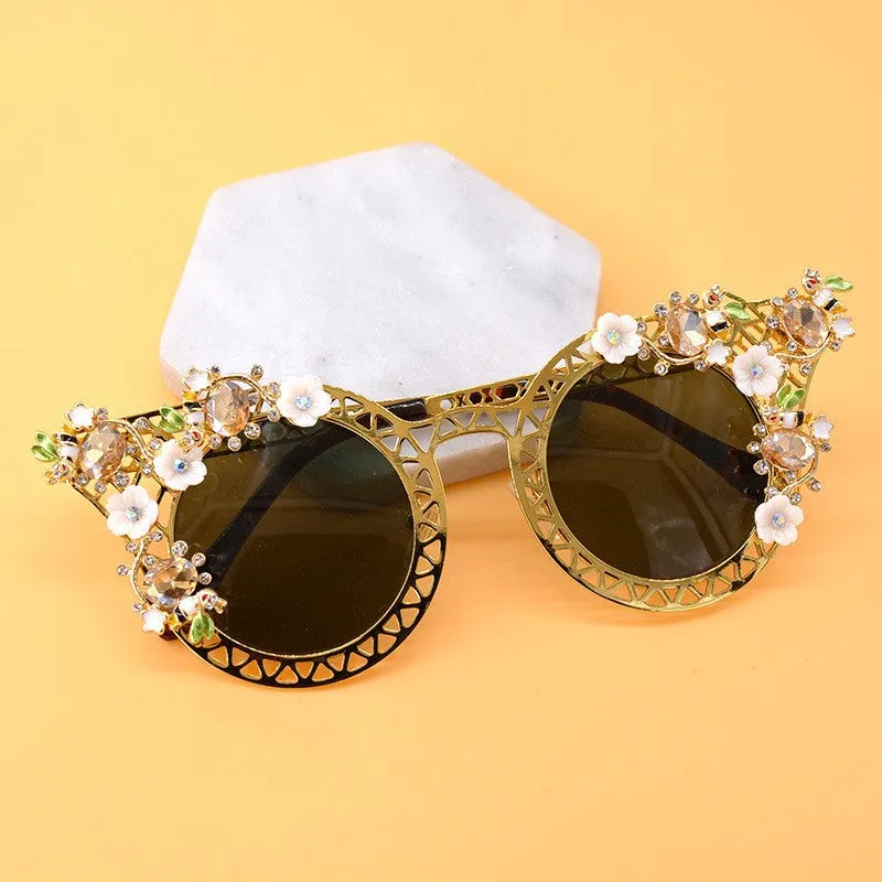 Pre Order:  Flower Vintage Hollow Frame Sunglasses