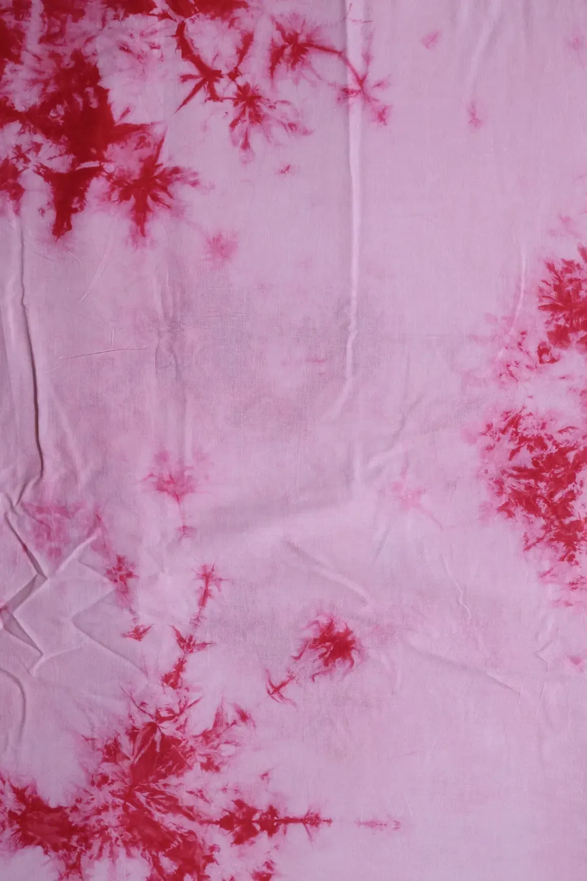 Red And Off White Tie & Dye Shibori Print On Pure Cotton Fabric