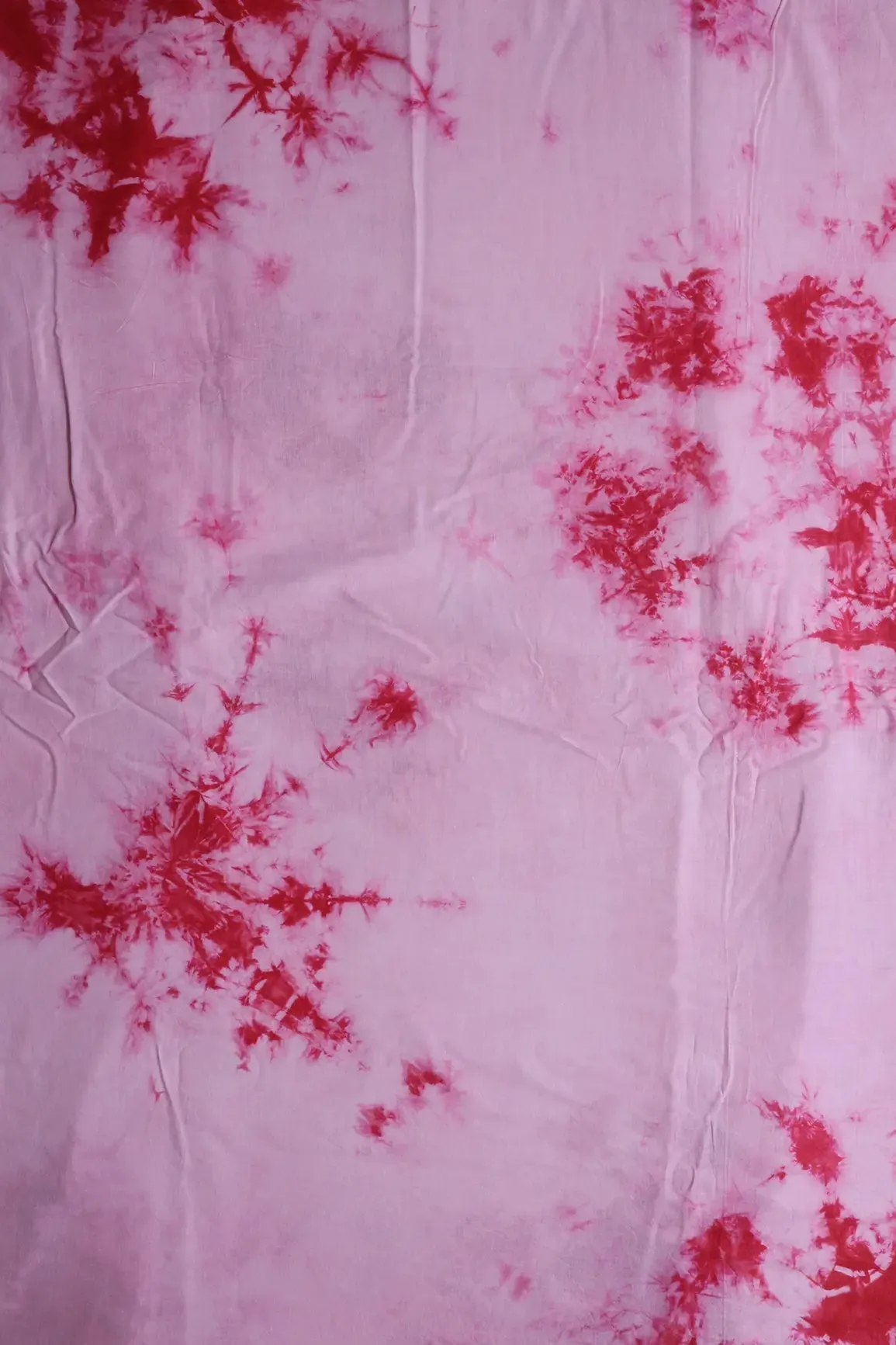 Red And Off White Tie & Dye Shibori Print On Pure Cotton Fabric