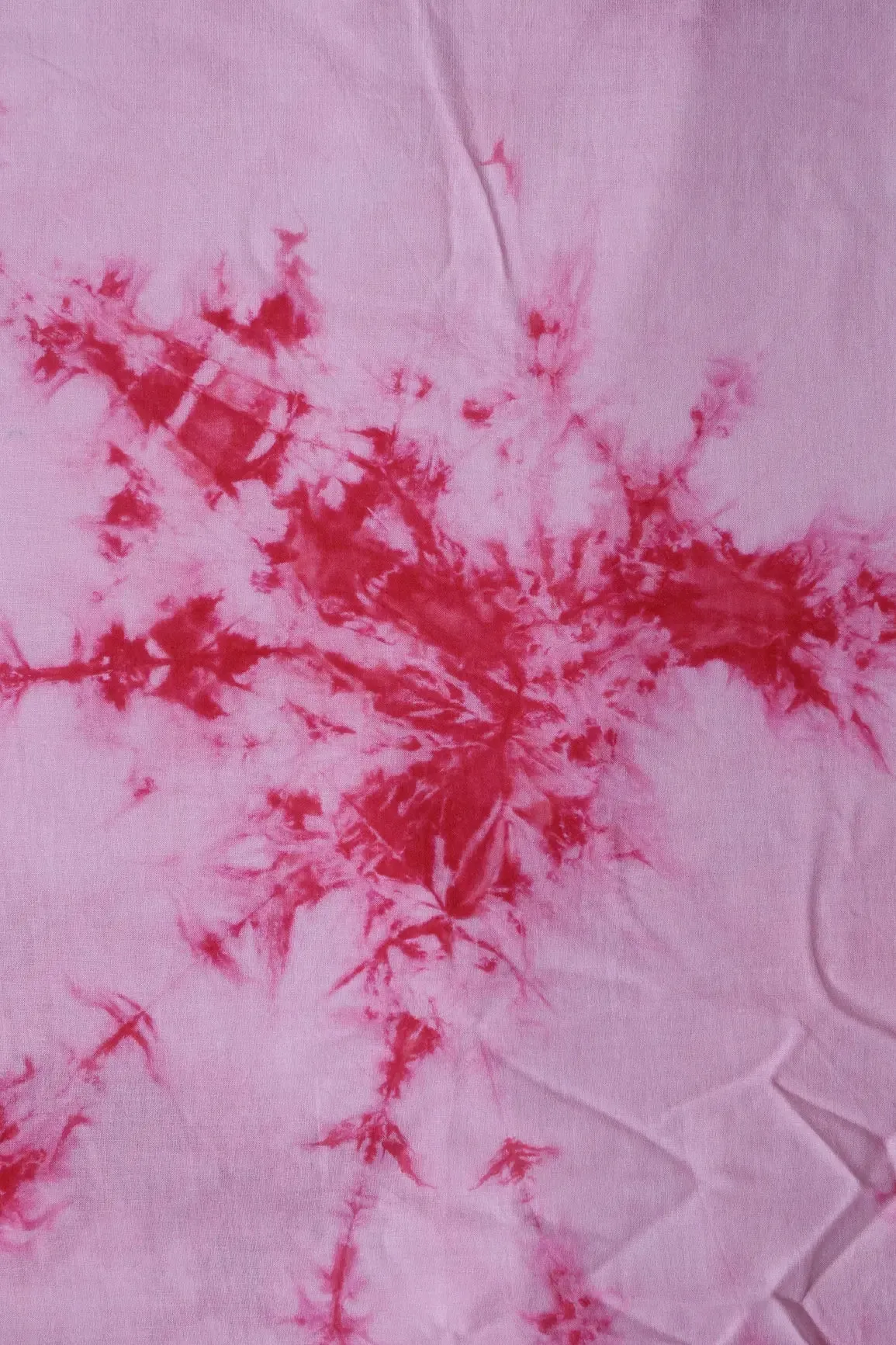 Red And Off White Tie & Dye Shibori Print On Pure Cotton Fabric