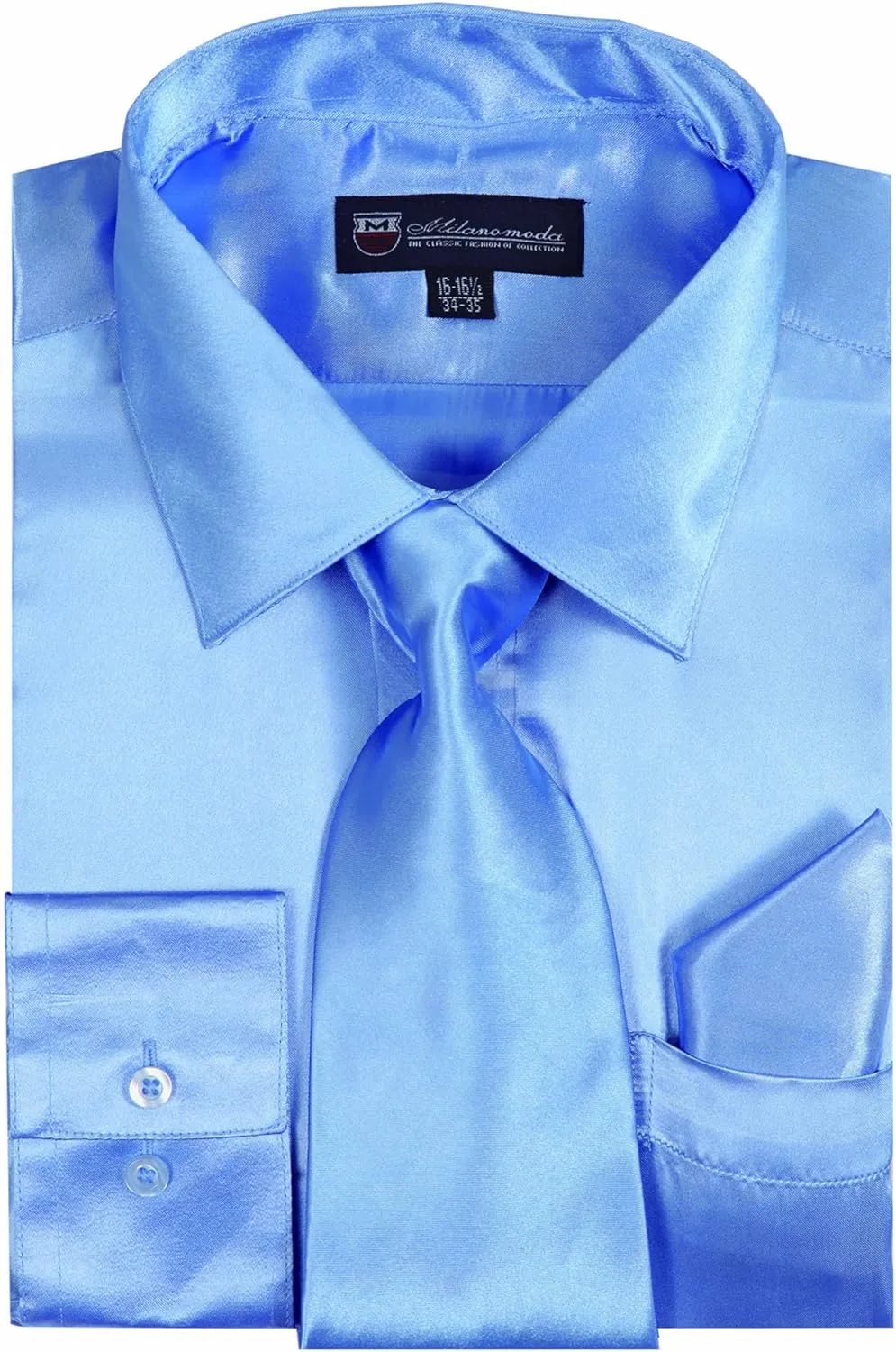 Satin Classic Dress Shirts with Tie & Hankie SG08 , 14 Colors