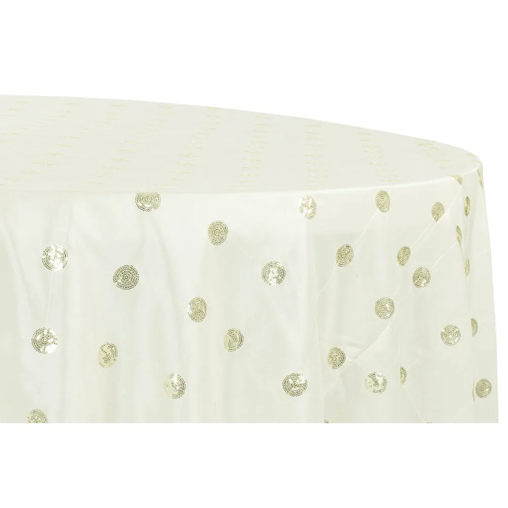 Sequin Embroidery Taffeta 132" Round Tablecloth - Ivory