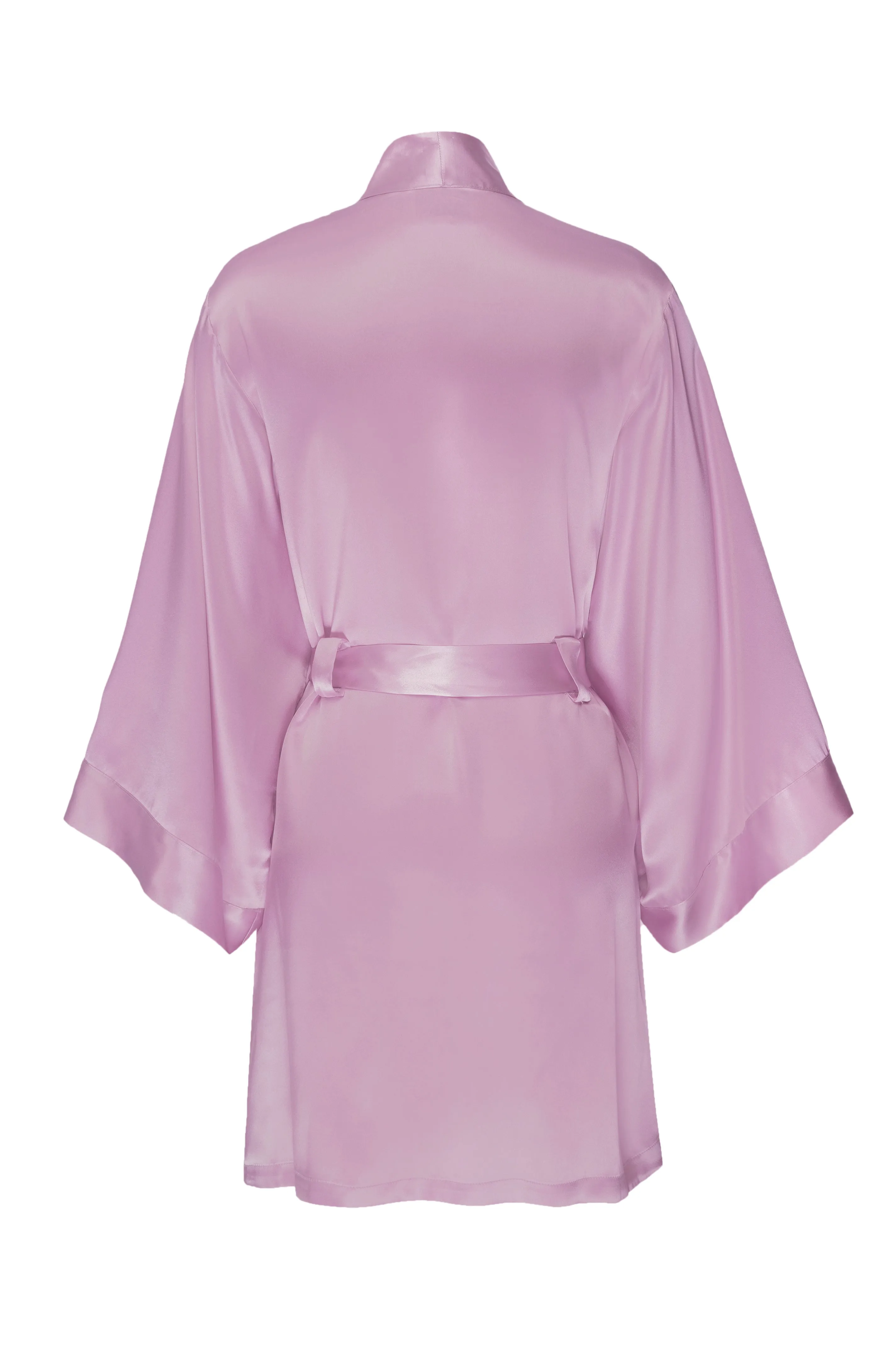 Silk Charmeuse Short Silk Robe: Orchid Pink