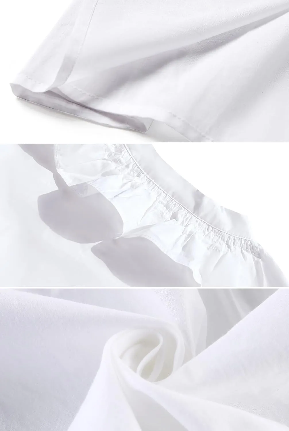 SOLOCOTE Girls White Blouse Ruffle Long Sleeve Button Down Shirts Princess Cotton Loose Soft Tops Spring and Summer 3-14Y
