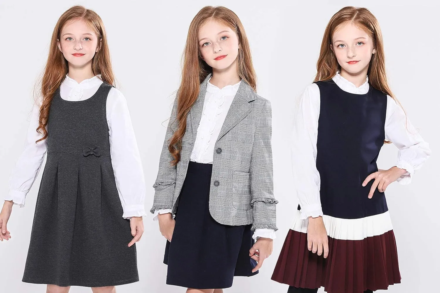 SOLOCOTE Girls White Blouse Ruffle Long Sleeve Button Down Shirts Princess Cotton Loose Soft Tops Spring and Summer 3-14Y