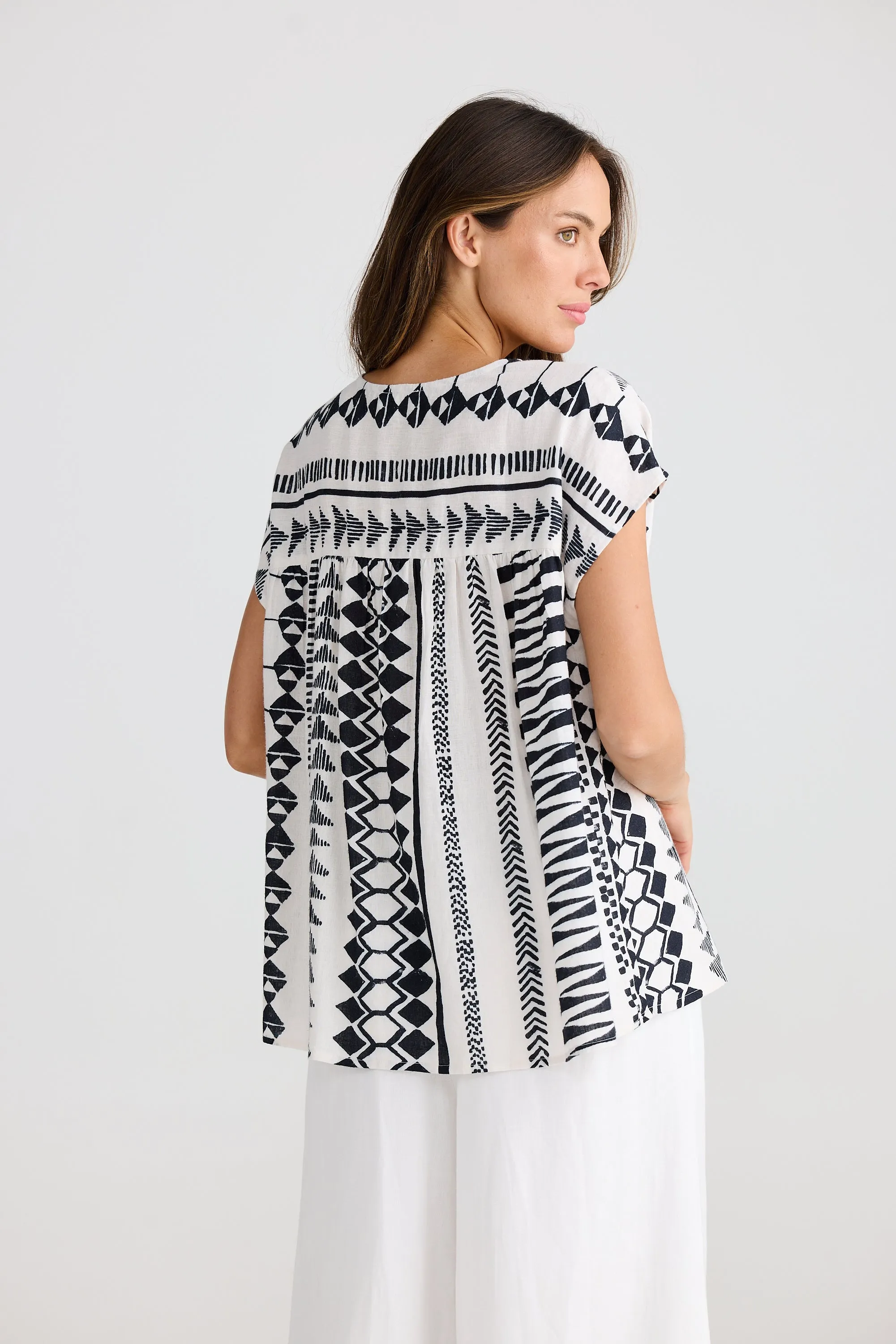 Souk Linen Top - Bahama Print