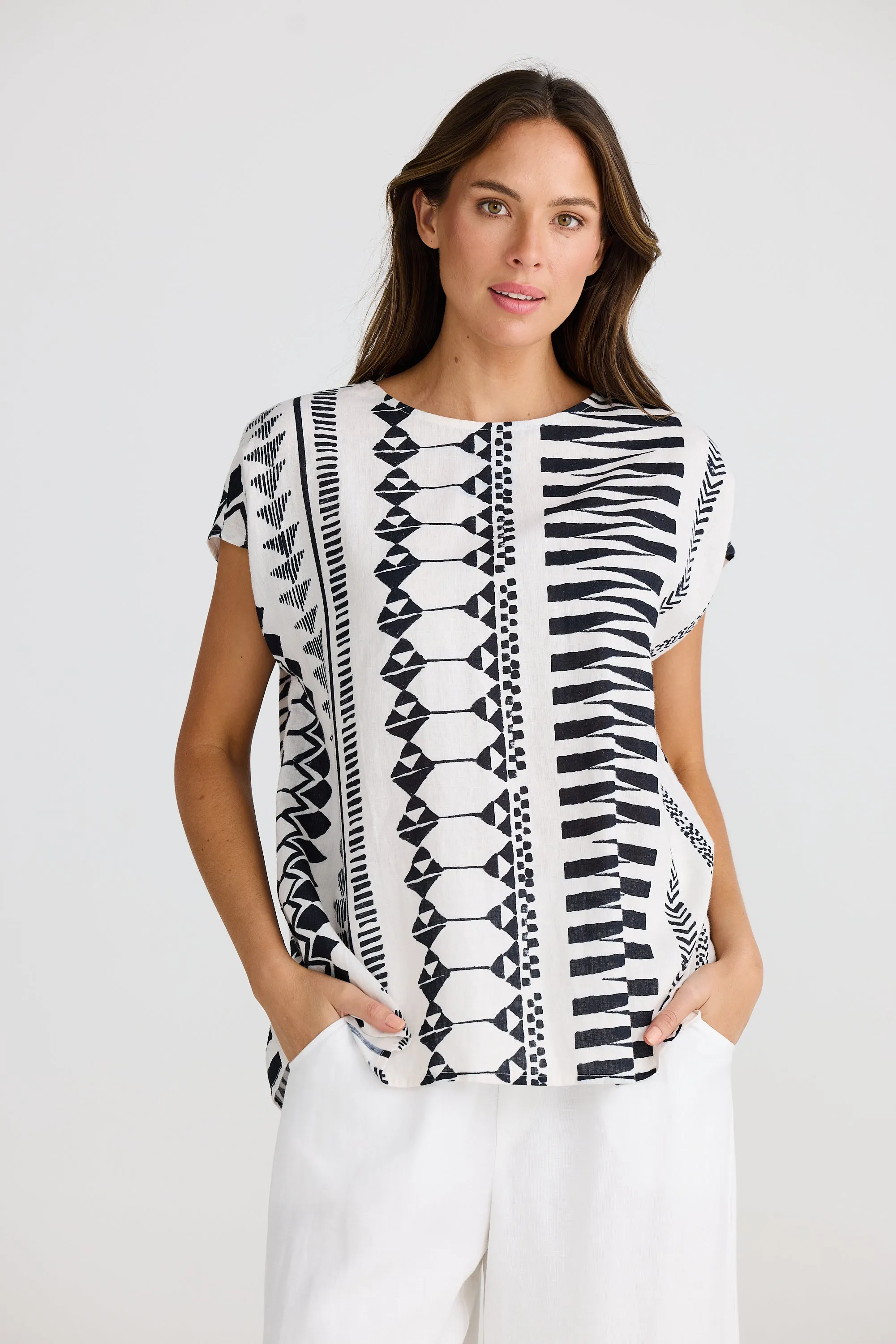 Souk Linen Top - Bahama Print