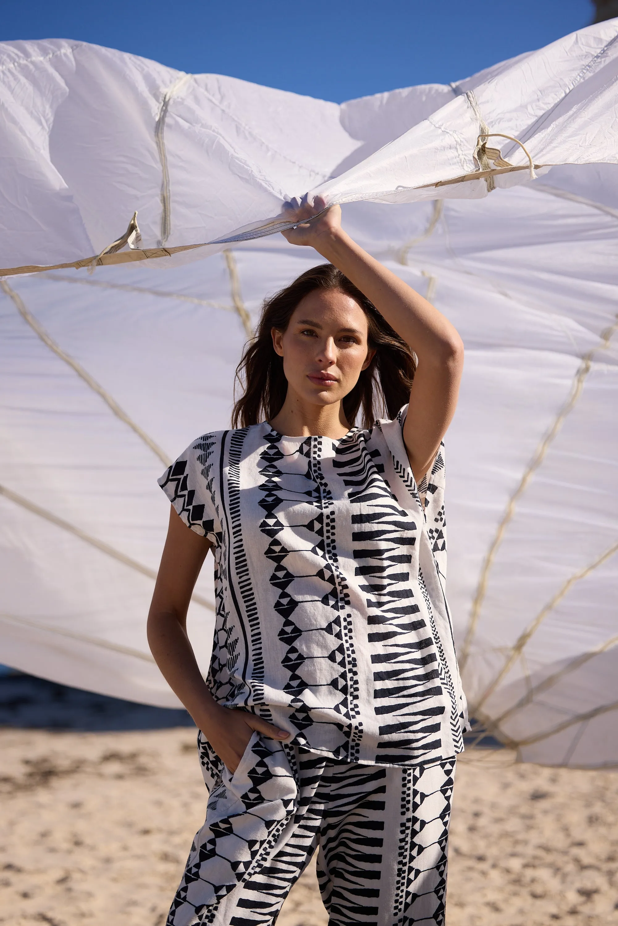 Souk Linen Top - Bahama Print
