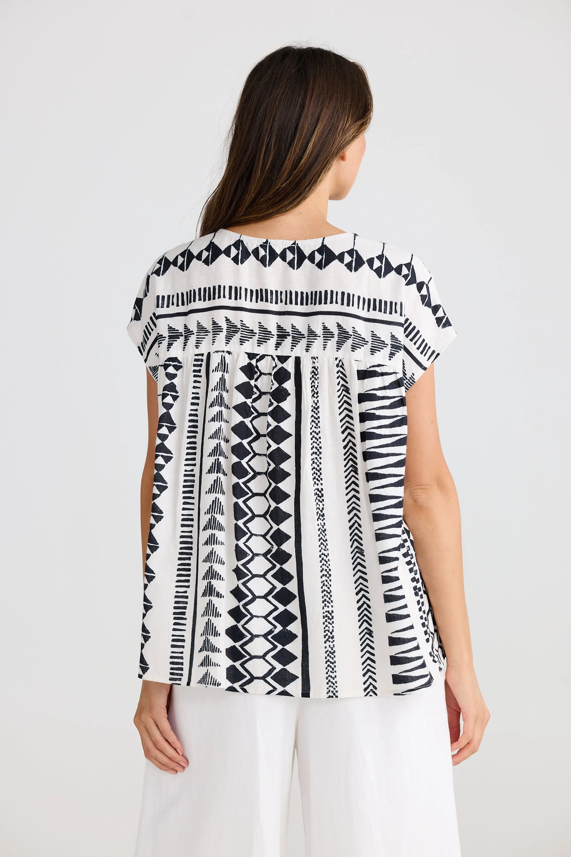 Souk Linen Top - Bahama Print