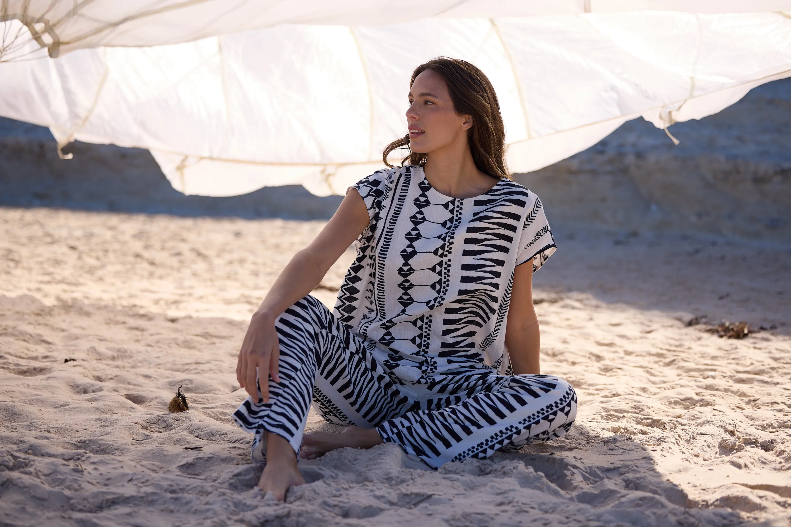 Souk Linen Top - Bahama Print