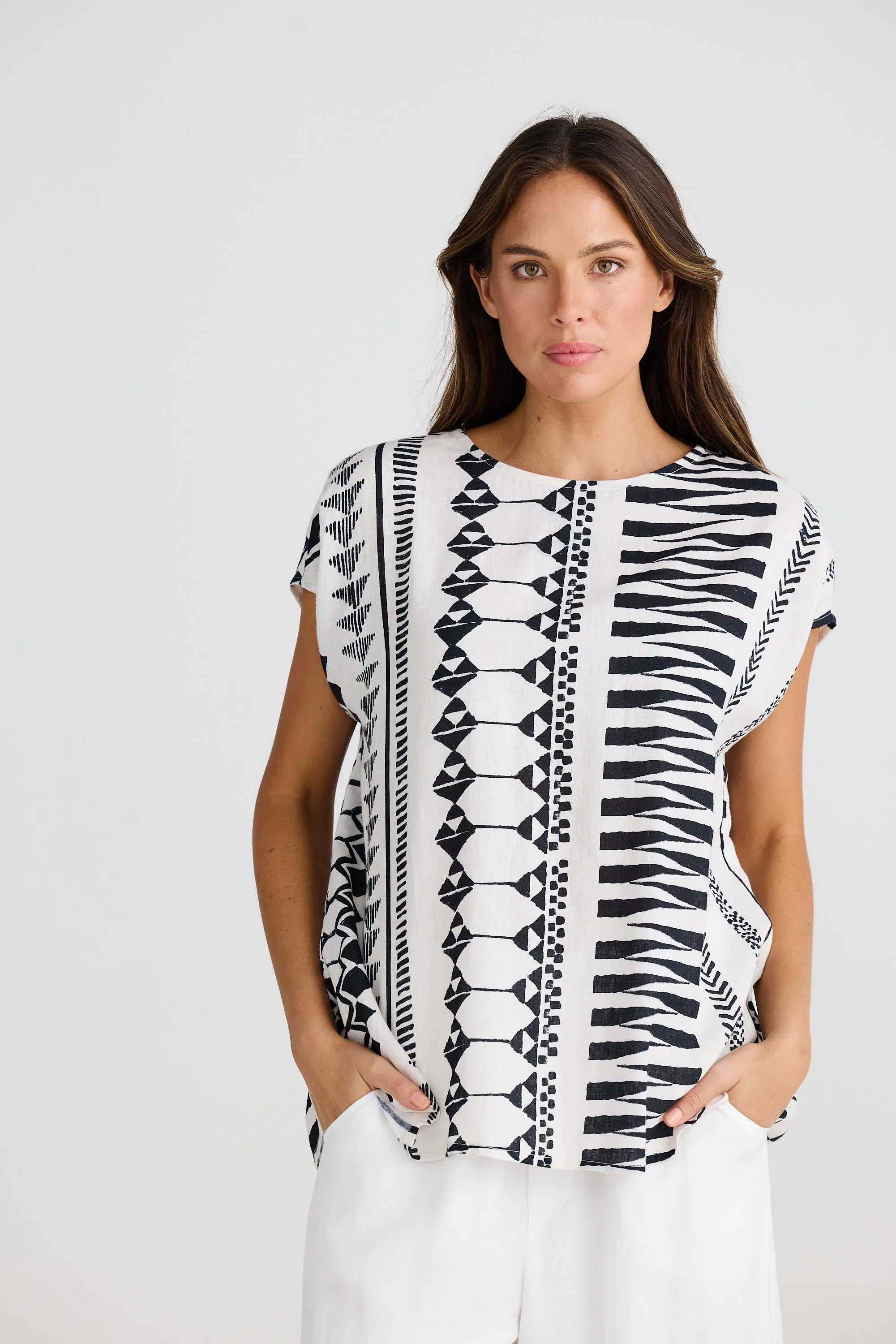Souk Linen Top - Bahama Print