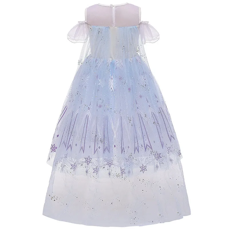 Summer Halloween Girls' Children's Dress Frozen Second Generation off-Shoulder Dress
