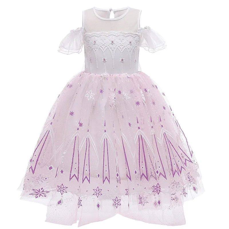 Summer Halloween Girls' Children's Dress Frozen Second Generation off-Shoulder Dress