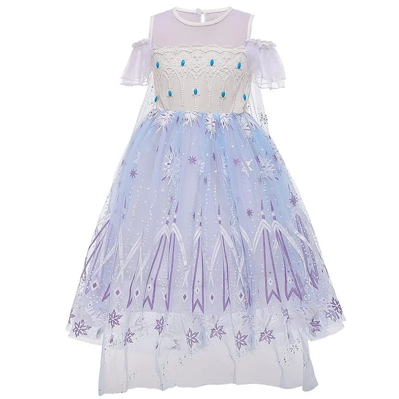 Summer Halloween Girls' Children's Dress Frozen Second Generation off-Shoulder Dress