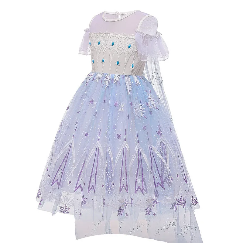 Summer Halloween Girls' Children's Dress Frozen Second Generation off-Shoulder Dress