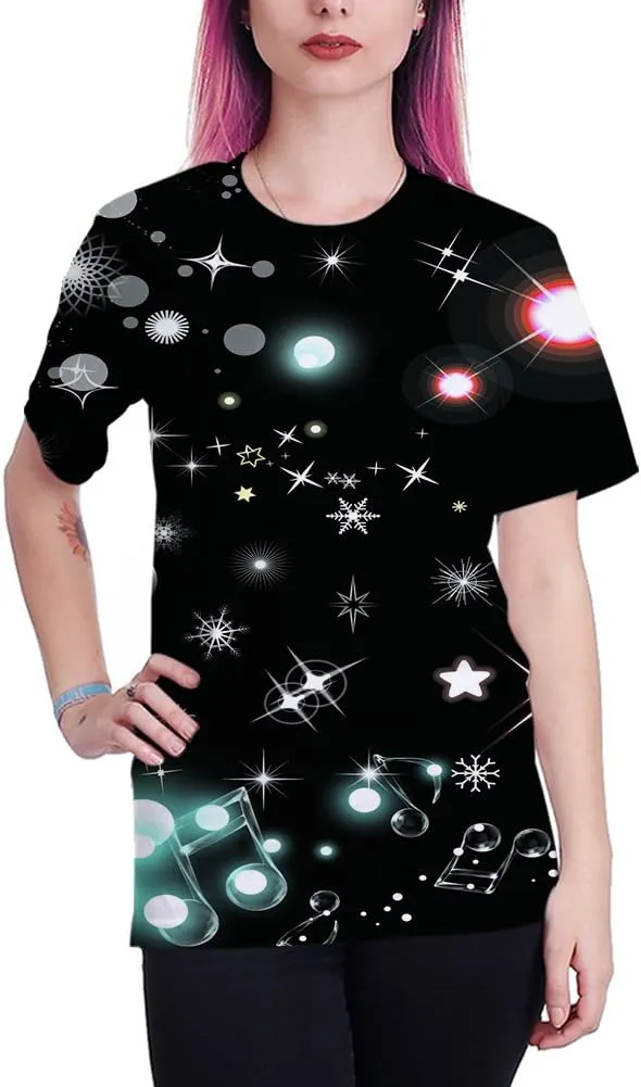 SYAIMN Unisex 3D Pattern Printed Short Sleeve T-Shirts Casual Graphics Tees
