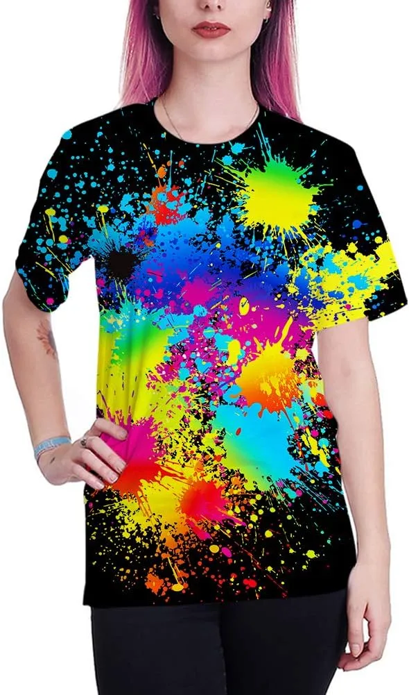 SYAIMN Unisex 3D Pattern Printed Short Sleeve T-Shirts Casual Graphics Tees
